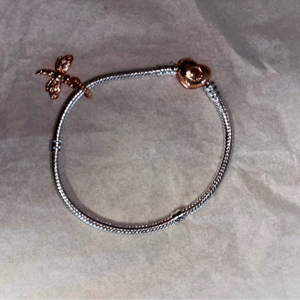 Pandora rose gold and Silver Bracelet with rose gold charm